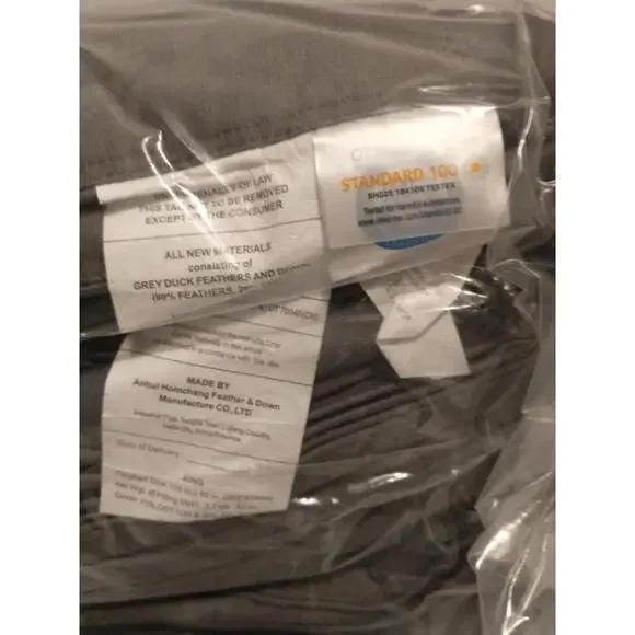 Airluck Luxury Feather Down Comforter King Size, Medium Warm All Seasons Gray